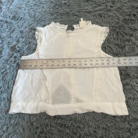 Self Esteem Cream Ivory Lace Boho Rayon Crepe Crop Tank Large - Picture 5 of 7